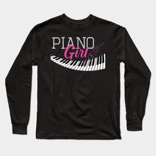 Funny Piano Keyboard Players Musical Instrument Piano Girl Long Sleeve T-Shirt